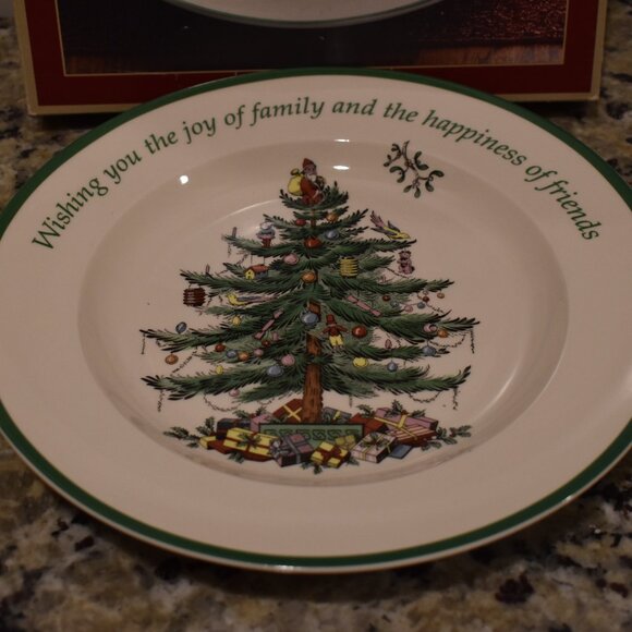 Spode Christmas Tree Sentiment Round Plate 10.5" - Picture 2 of 4